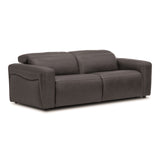 Nouveau Jessop Modern Dark Grey Leather Sofa 2 Recliners