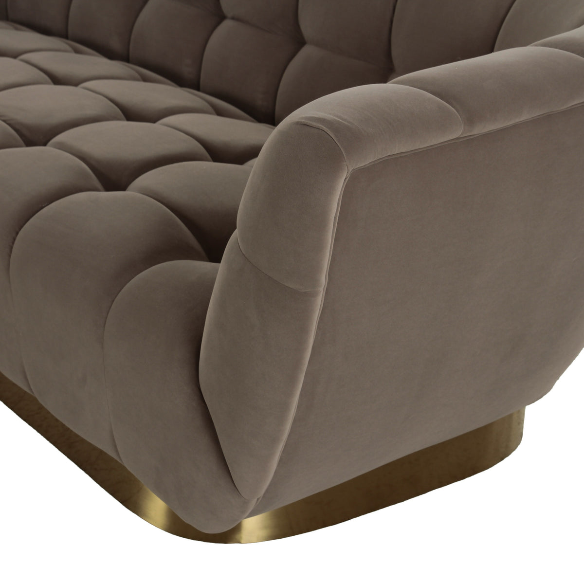 Granby Glam Taupe Fabric and Gold Fabric Sofa