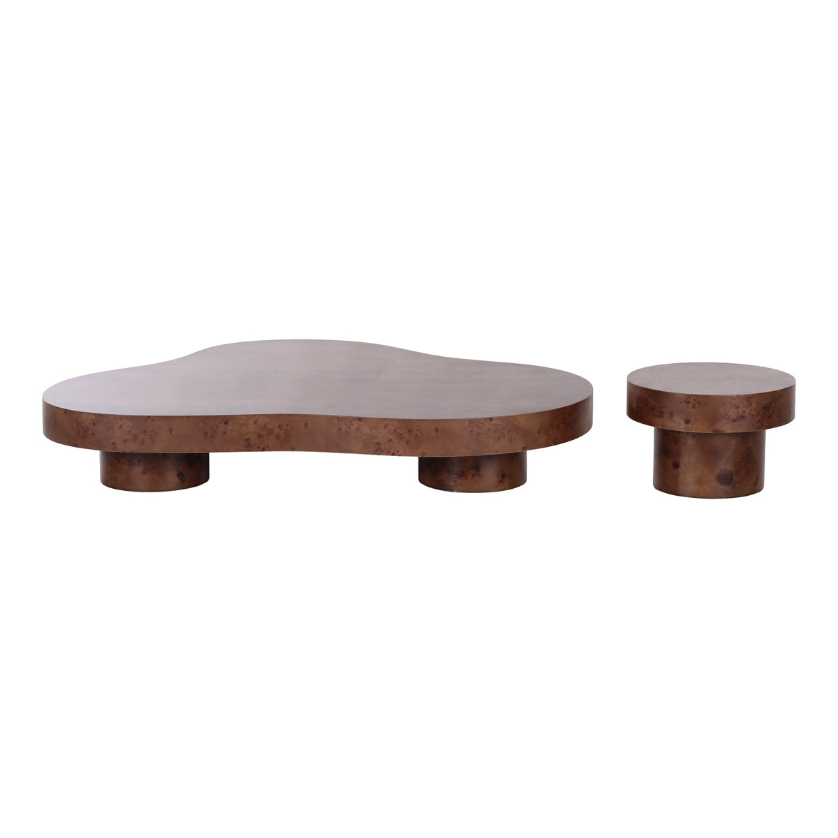 Nouveau Larch Modern Dark Burl Nesting Table Set