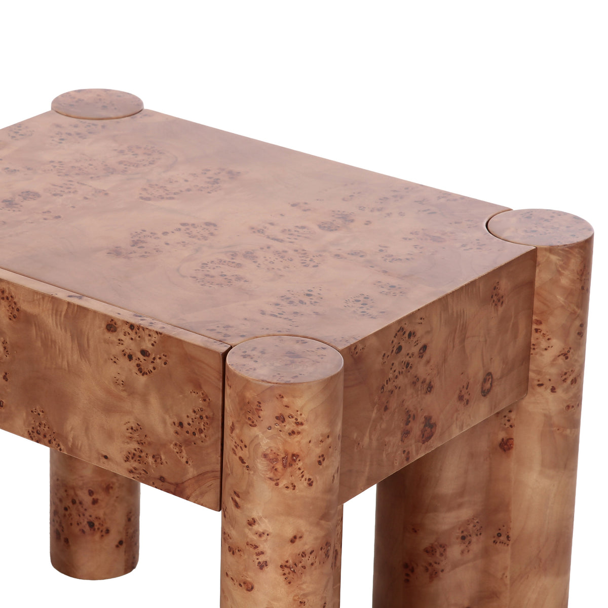 Nouveau Trita Modern Wide Burl End Table/Nightstand