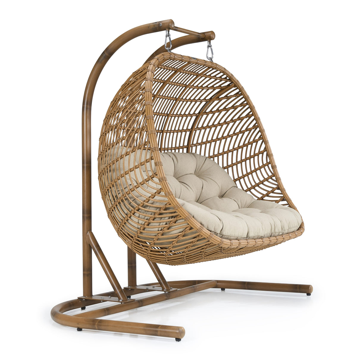San Juan Outdoor Bamboo Brown & Beige Hanging Chair