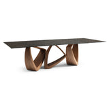 Nouveau Dollemore Modern Brown Wave Glass + Walnut Dining Table