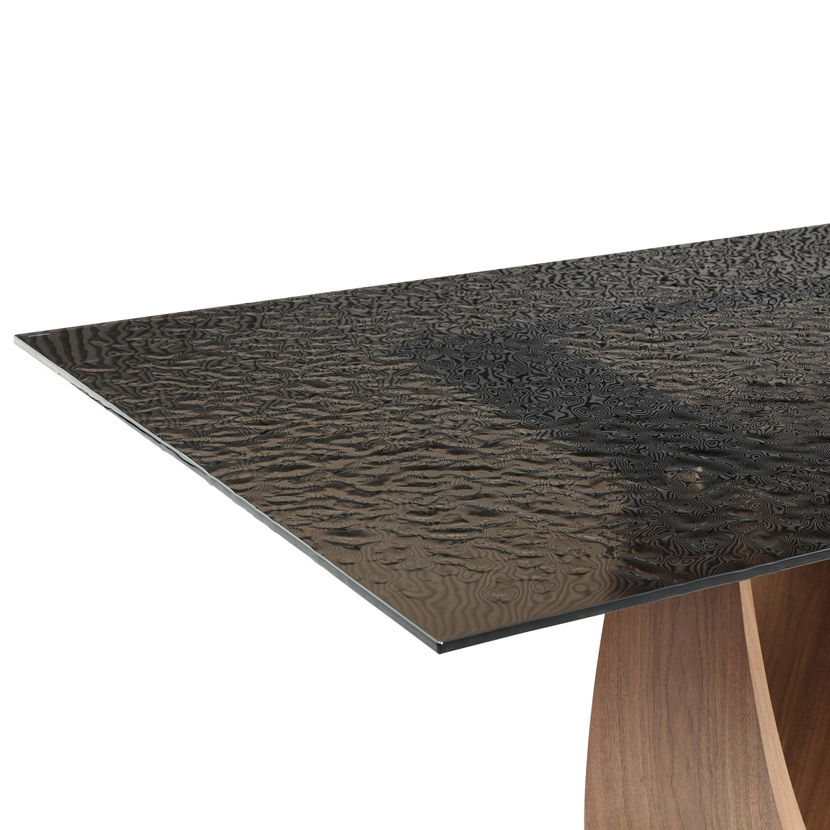 Nouveau Dollemore Modern Brown Wave Glass + Walnut Dining Table