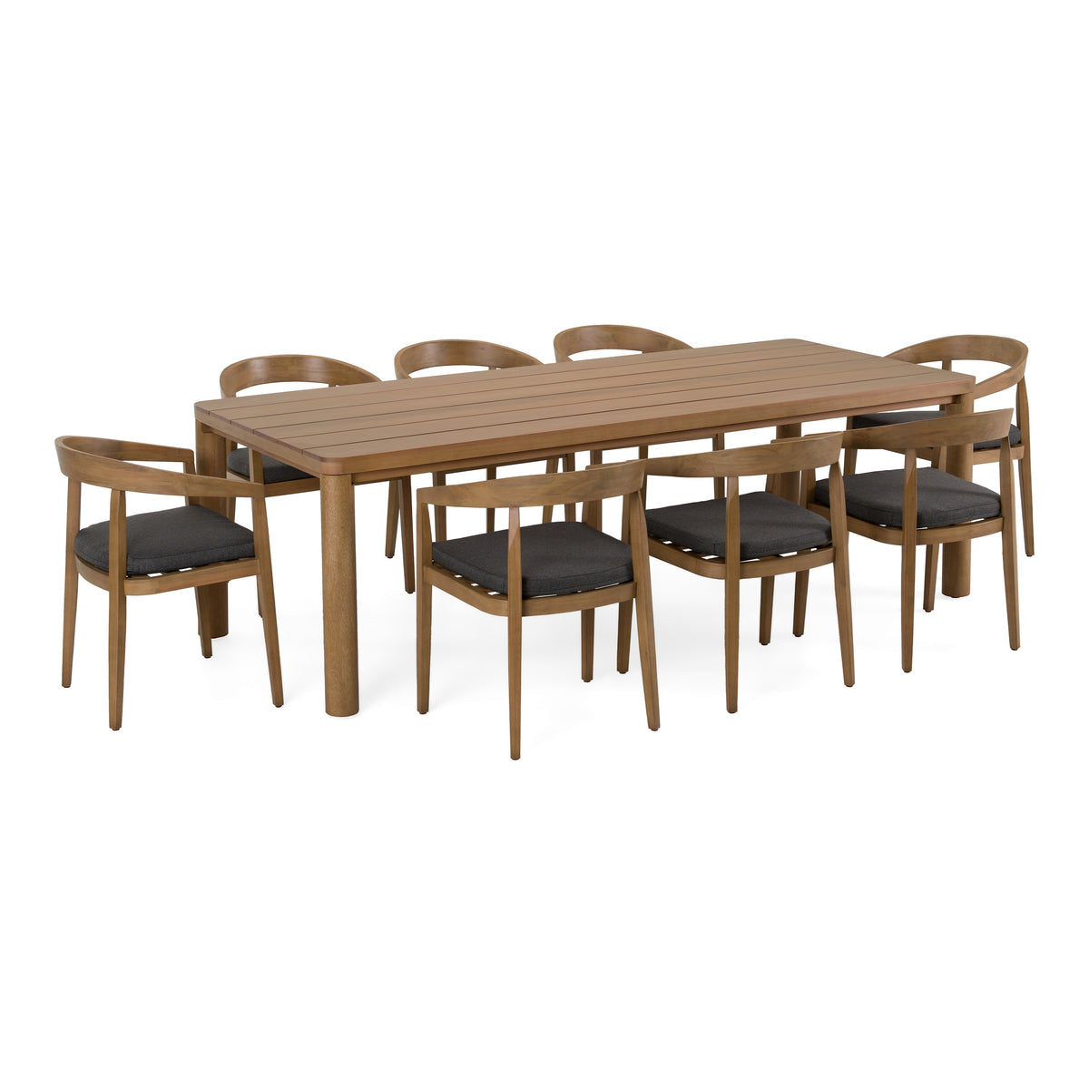 Evora + Sintra Outdoor Eucalyptus + Grey Olefin 9-Piece Dining Set