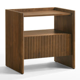 Nouveau Reveal Modern Beige Fabric + Walnut 4-Piece Bedroom Set