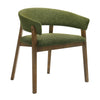 Nouveau Ike Mid-Century Modern Green Fabric + Walnut Dining Chair (Set of 2)