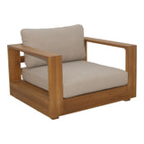 Nouveau Santorini Outdoor Light Brown Olefin Fabric + Natural Teak Lounge Chair