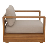 Nouveau Santorini Outdoor Light Brown Olefin Fabric + Natural Teak Lounge Chair