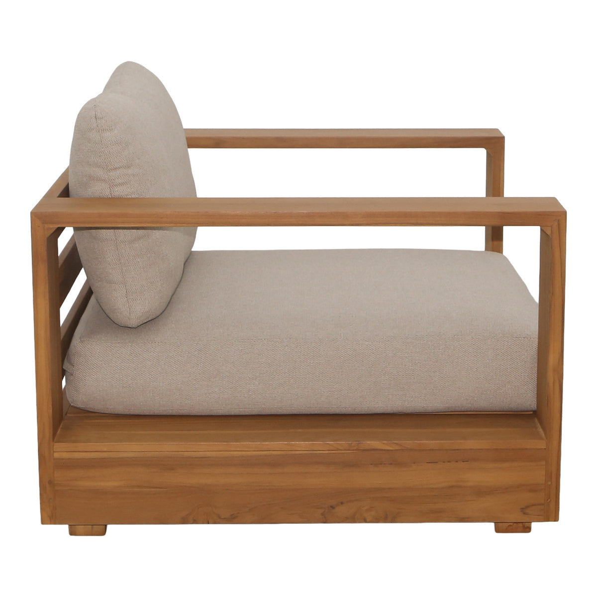 Nouveau Santorini Outdoor Light Brown Olefin Fabric + Natural Teak Lounge Chair