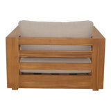 Nouveau Santorini Outdoor Light Brown Olefin Fabric + Natural Teak Lounge Chair