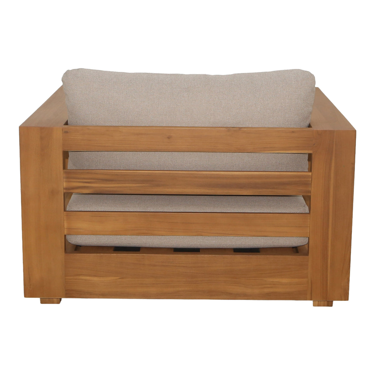 Nouveau Santorini Outdoor Light Brown Olefin Fabric + Natural Teak Lounge Chair