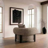 Arnaud Modern Tan Fabric + Brown Oak Accent Chair