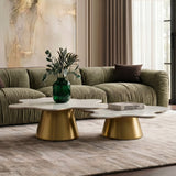 Gabbro Glam White Marble + Gold Nesting Coffee Table Set