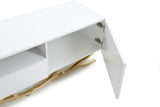 Legend 87"-Wide Modern White Gold TV Stand