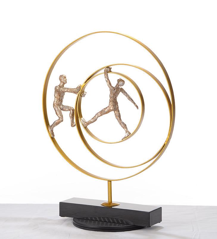SZ0240 Modern Bronze Acrobats-Rings Sculpture