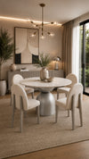 Mielcasa Round Silver Dining Table w/ Marble Top