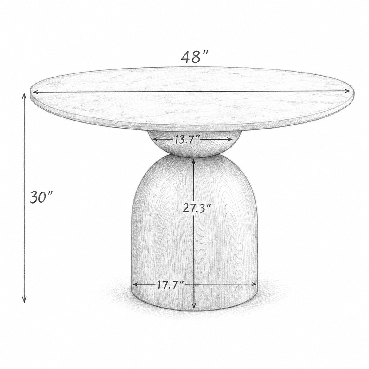 Mielcasa Round Silver Dining Table w/ Marble Top