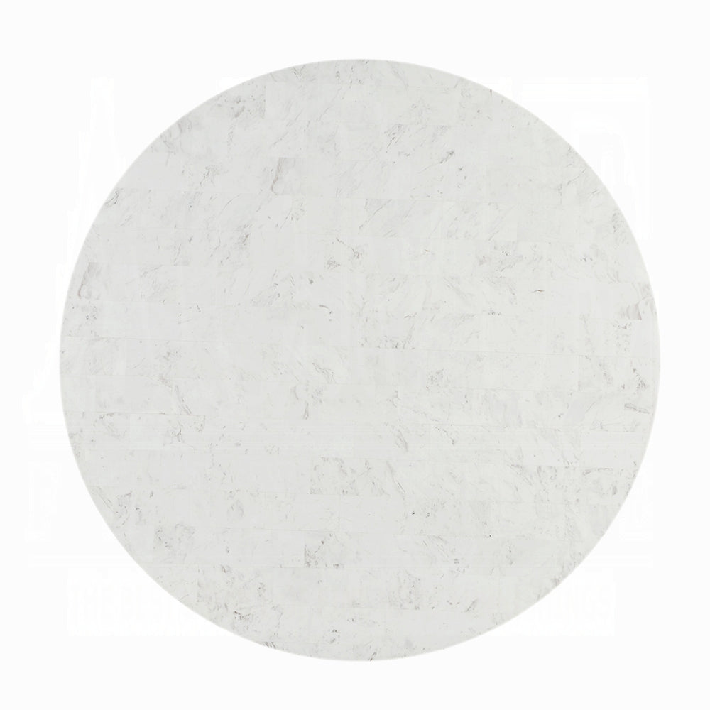 Mielcasa Round Silver Dining Table w/ Marble Top