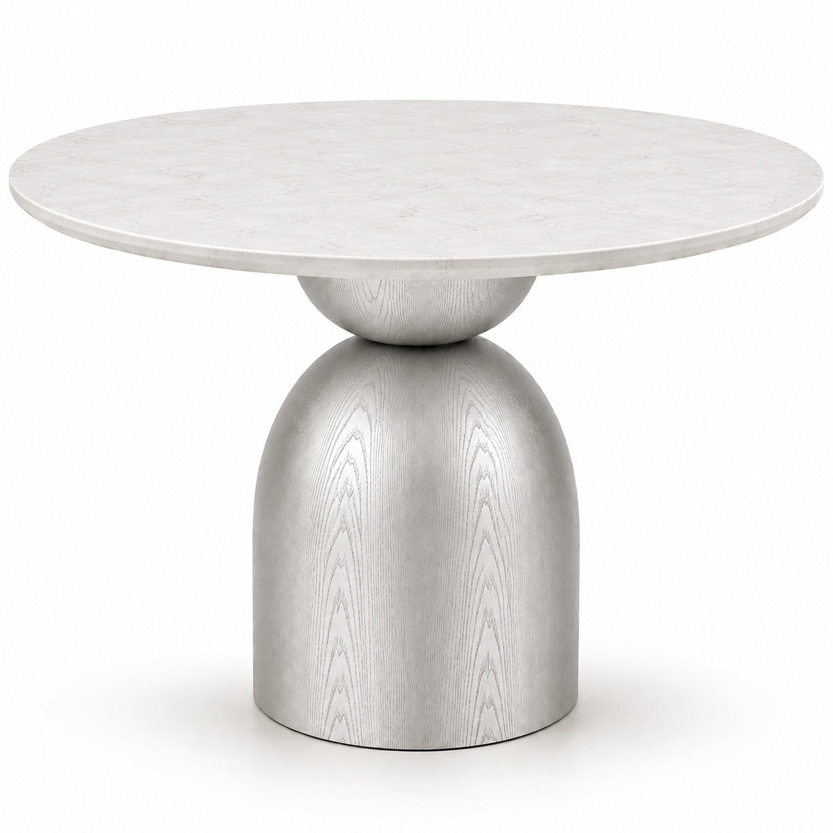 Mielcasa Round Silver Dining Table w/ Marble Top