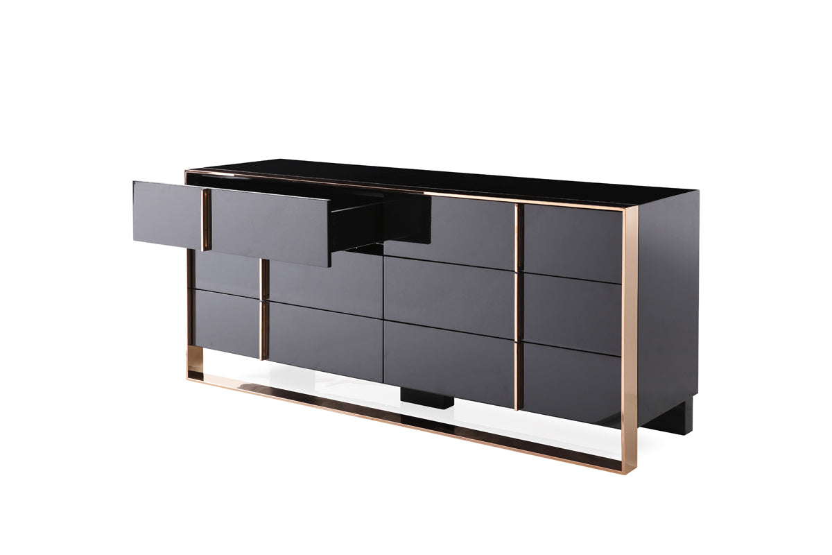 Cartier Modern Black & Rosegold Bedroom Set