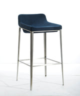 Adhil Mid-Century Blue Fabric Bar Stool