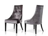 Charlotte Grey Velour Dining Chair (Set of 2)