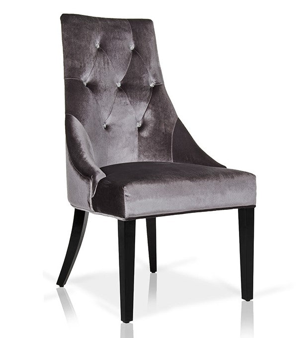 Charlotte Grey Velour Dining Chair (Set of 2)
