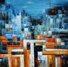 Abstract Blue & Orange Oil Painting