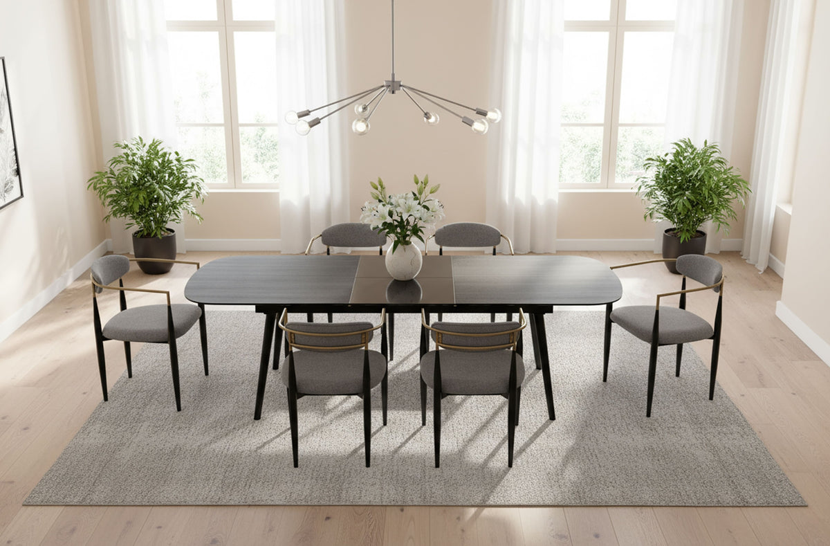 Addax Modern Black Extendable Dining Table