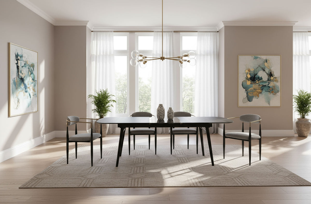 Addax Modern Black Extendable Dining Table