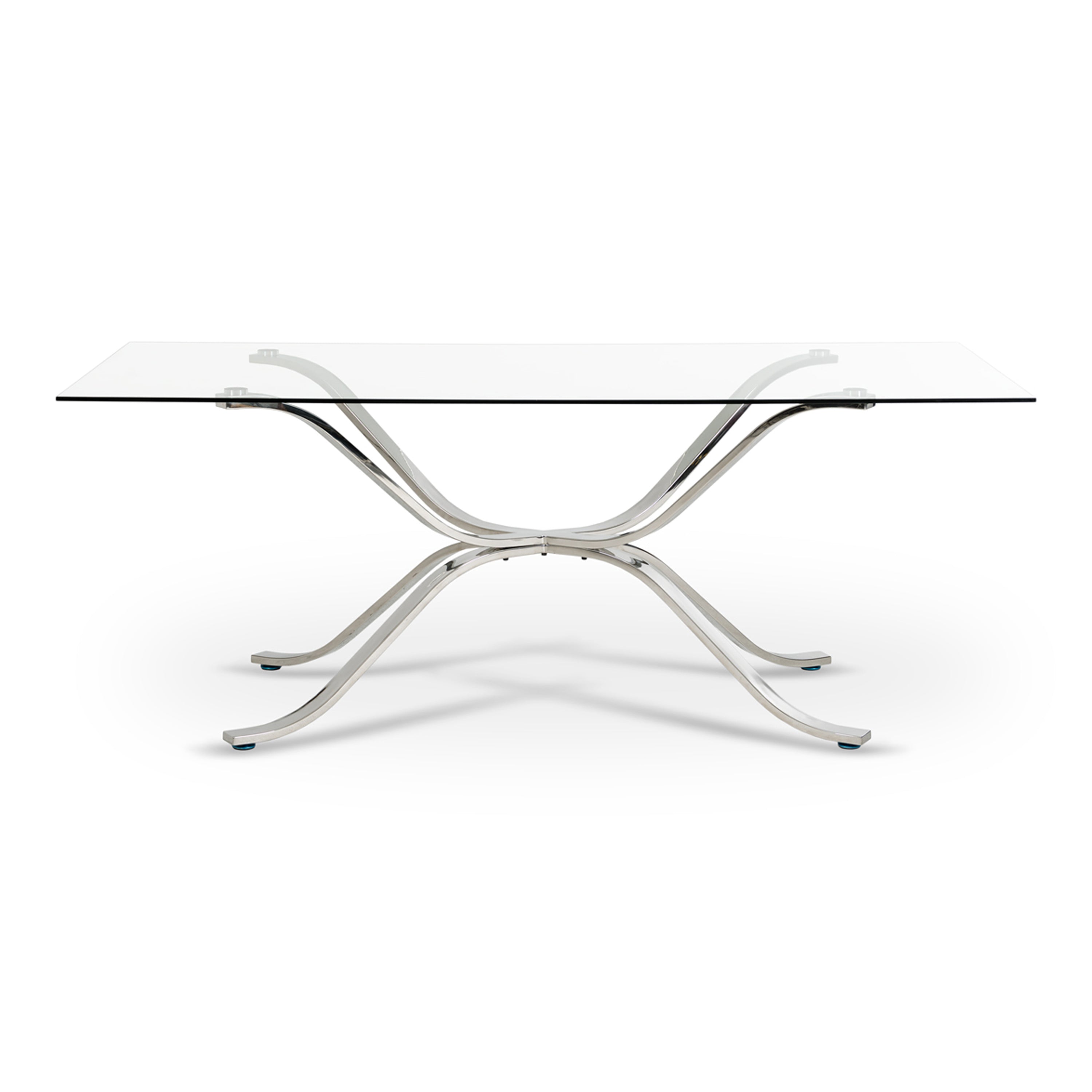 Adderley Modern Stainless Steel with Glass Top Dining Table