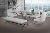 Adderley Modern Stainless Steel with Glass Top Dining Table