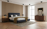 Addison +Soria Mid-Century Modern Grey Fabric + Walnut 4-Piece Bedroom Set