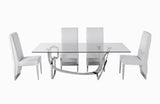 Adelaide Modern Stainless Steel & Glass Dining Table
