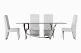 Adelaide Modern Stainless Steel & Glass Dining Table