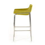 Adhil Mid-Century Green Fabric Bar Stool