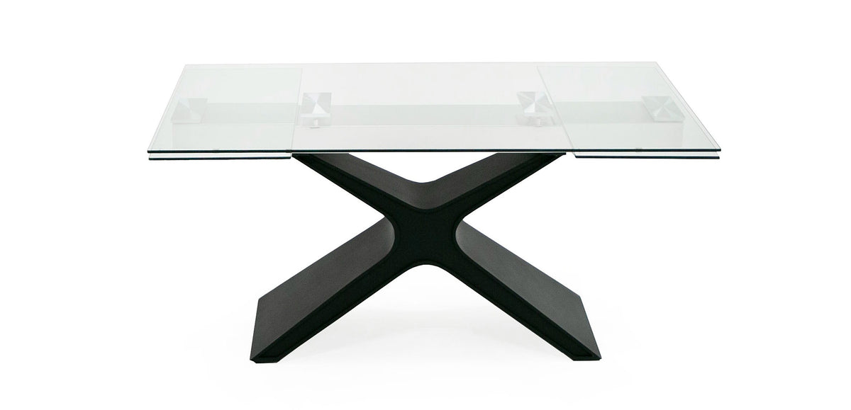 Adler Modern Black Glass Extendable 63"/94.5" Dining Table