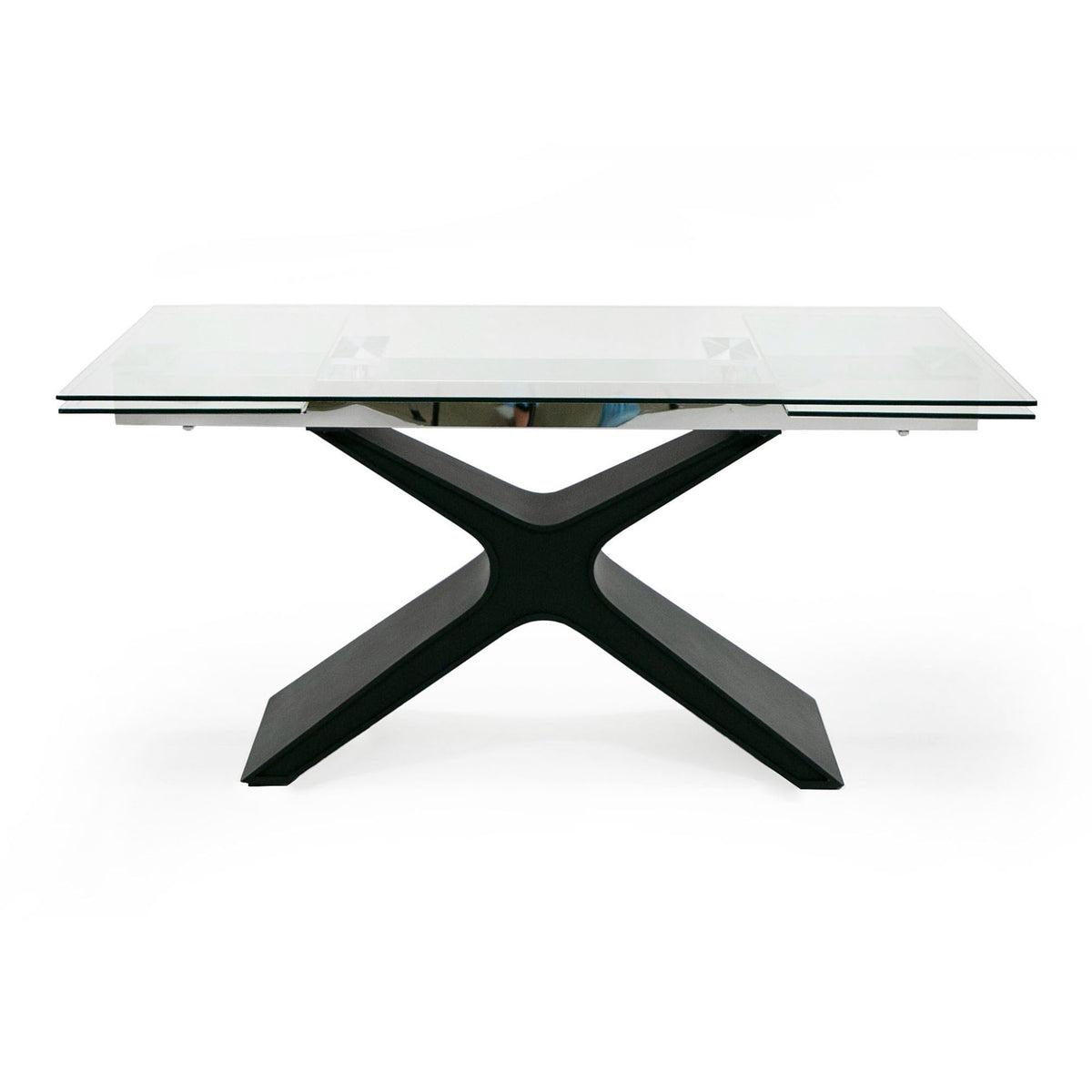 Adler Modern Black Glass Extendable 63"/94.5" Dining Table