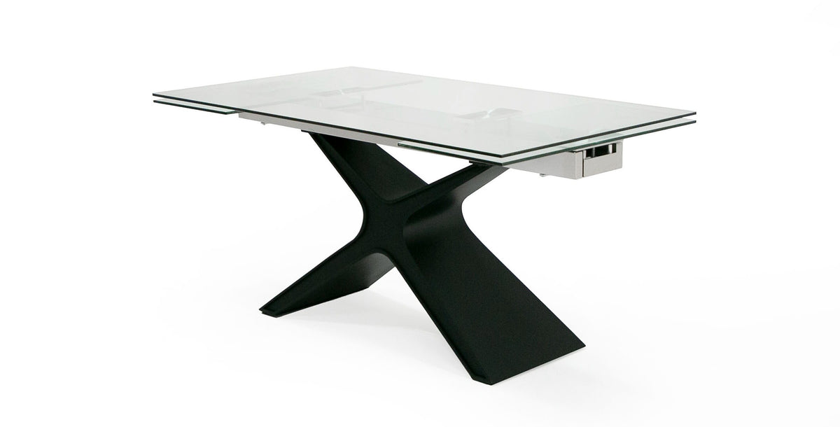 Adler Modern Black Glass Extendable 63"/94.5" Dining Table