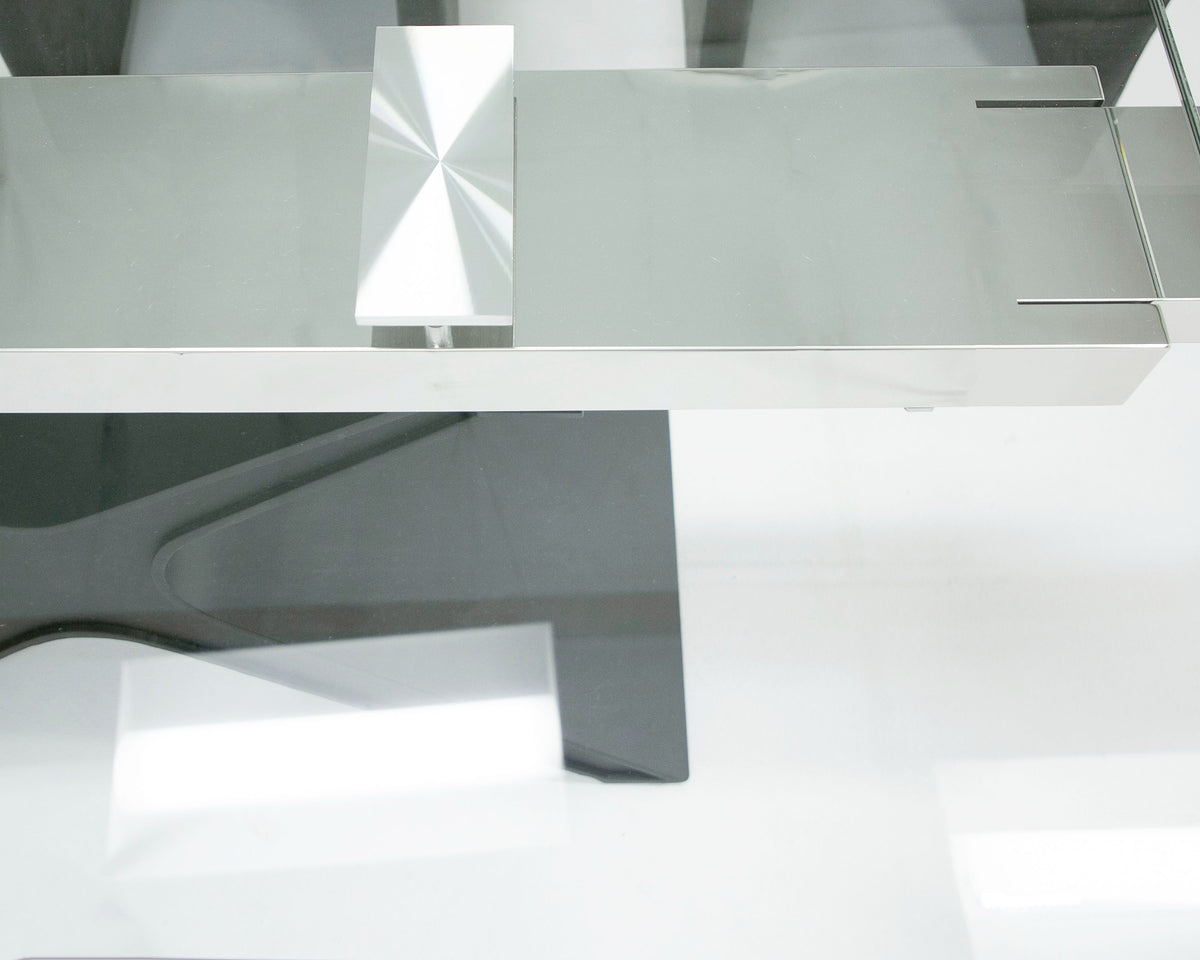 Adler Modern Black Glass Extendable 63"/94.5" Dining Table