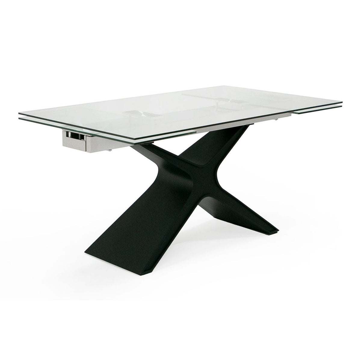 Adler Modern Black Glass Extendable 63"/94.5" Dining Table