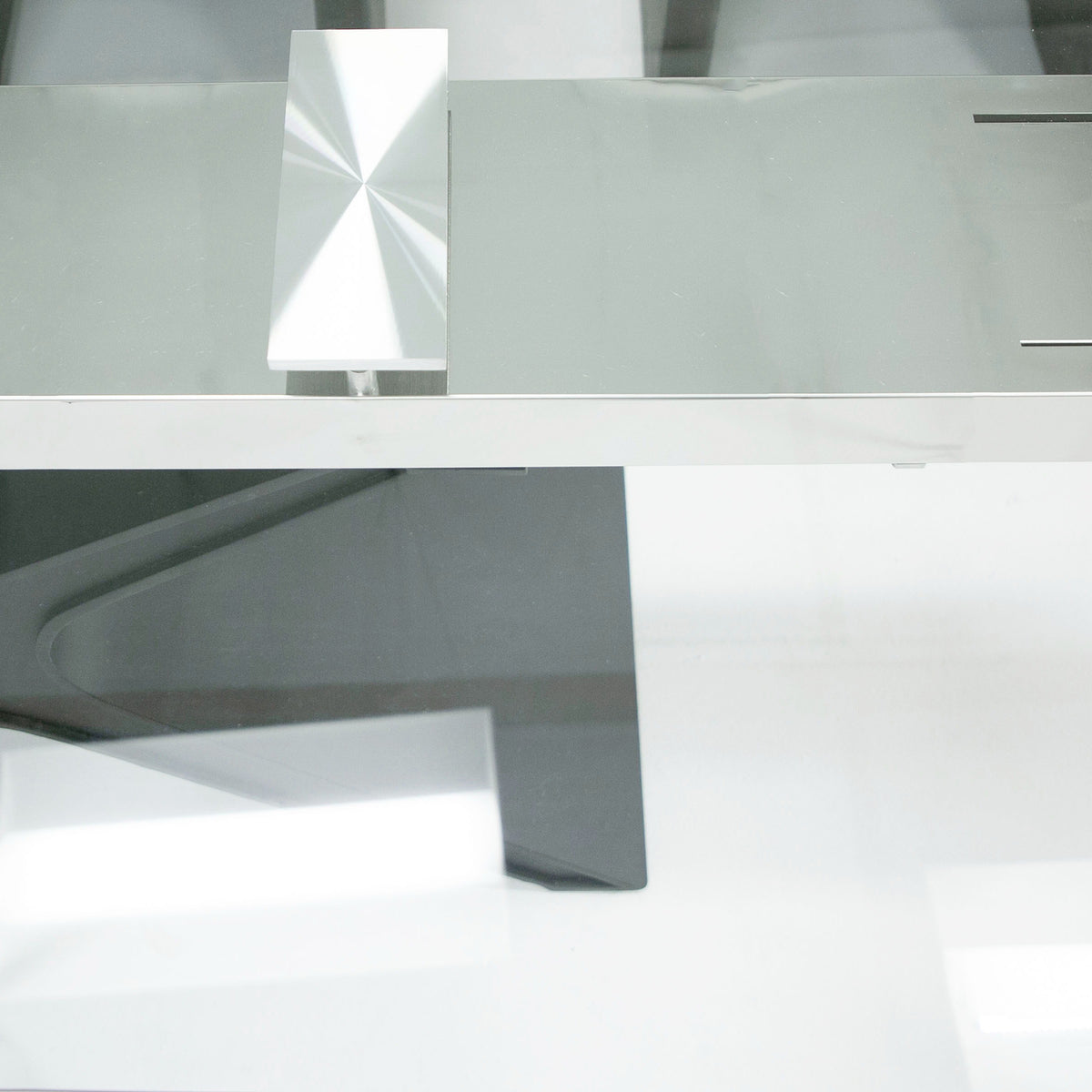Adler Modern Black Glass Extendable 63"/94.5" Dining Table