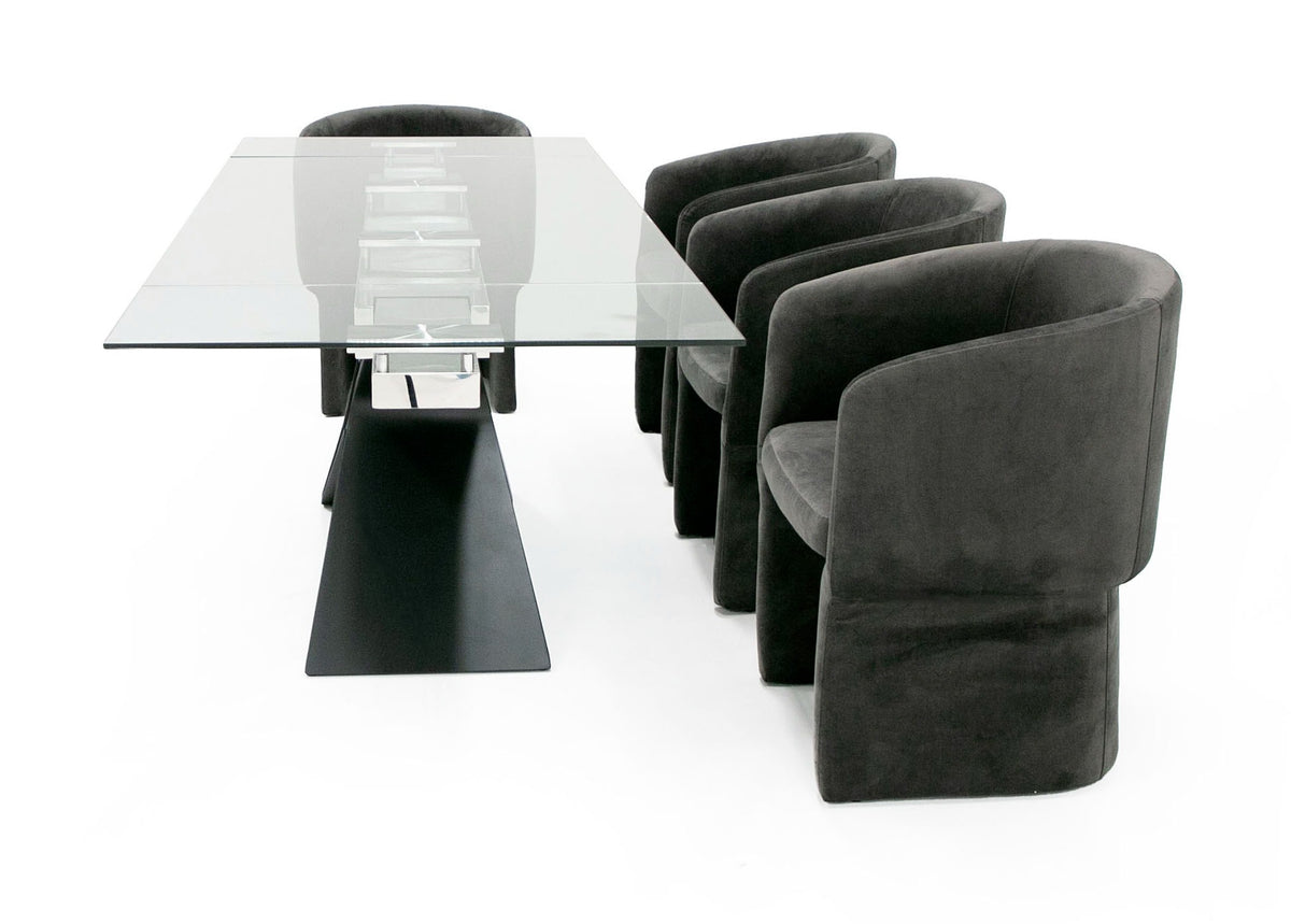 Adler Modern Black Glass Extendable 63"/94.5" Dining Table