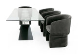 Adler Modern Black Glass Extendable 63"/94.5" Dining Table