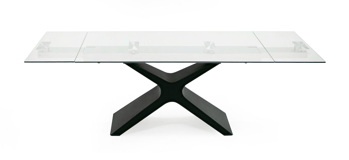 Adler Modern Black Glass Extendable 63"/94.5" Dining Table