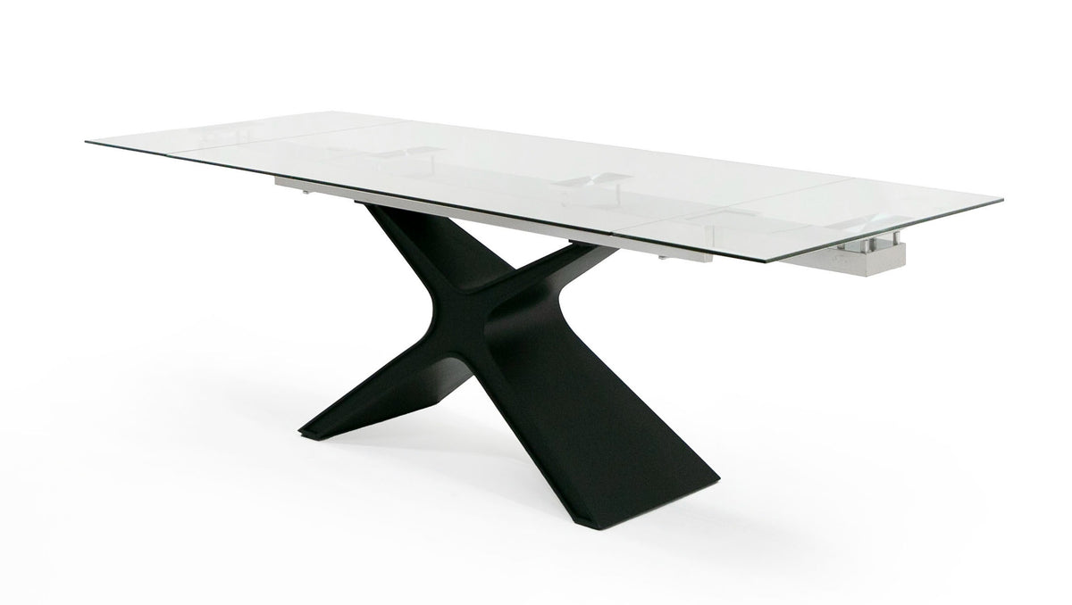 Adler Modern Black Glass Extendable 63"/94.5" Dining Table