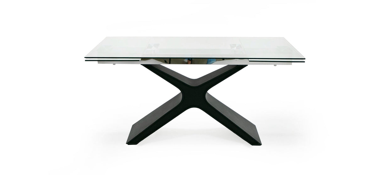 Adler Modern Black Glass Extendable 63"/94.5" Dining Table
