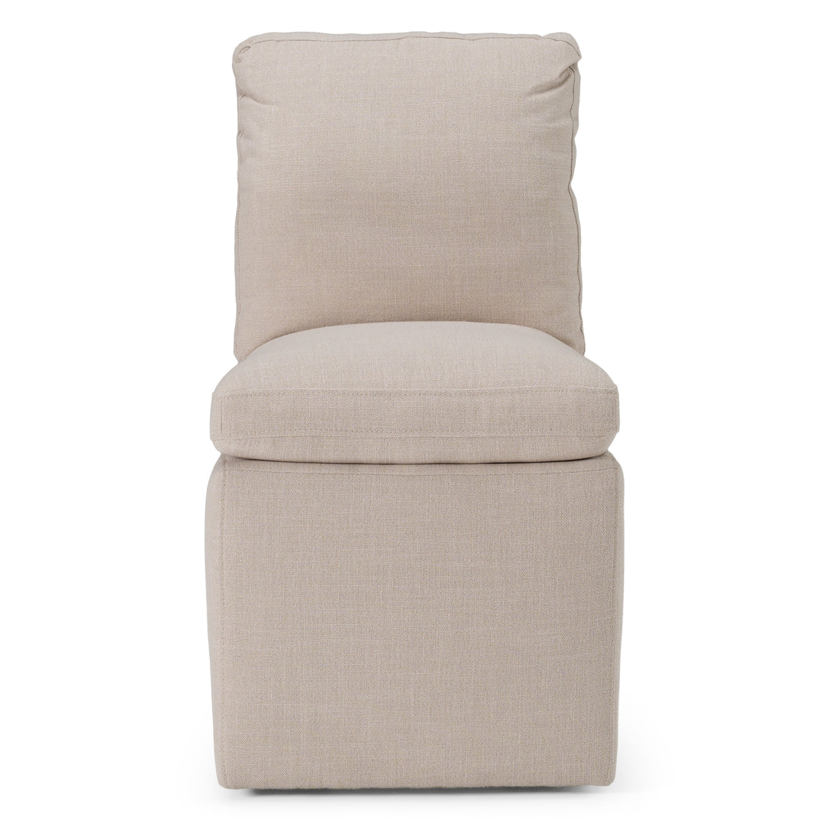 Adrian Modern Beige Fabric Dining Chair with Castor Wheels