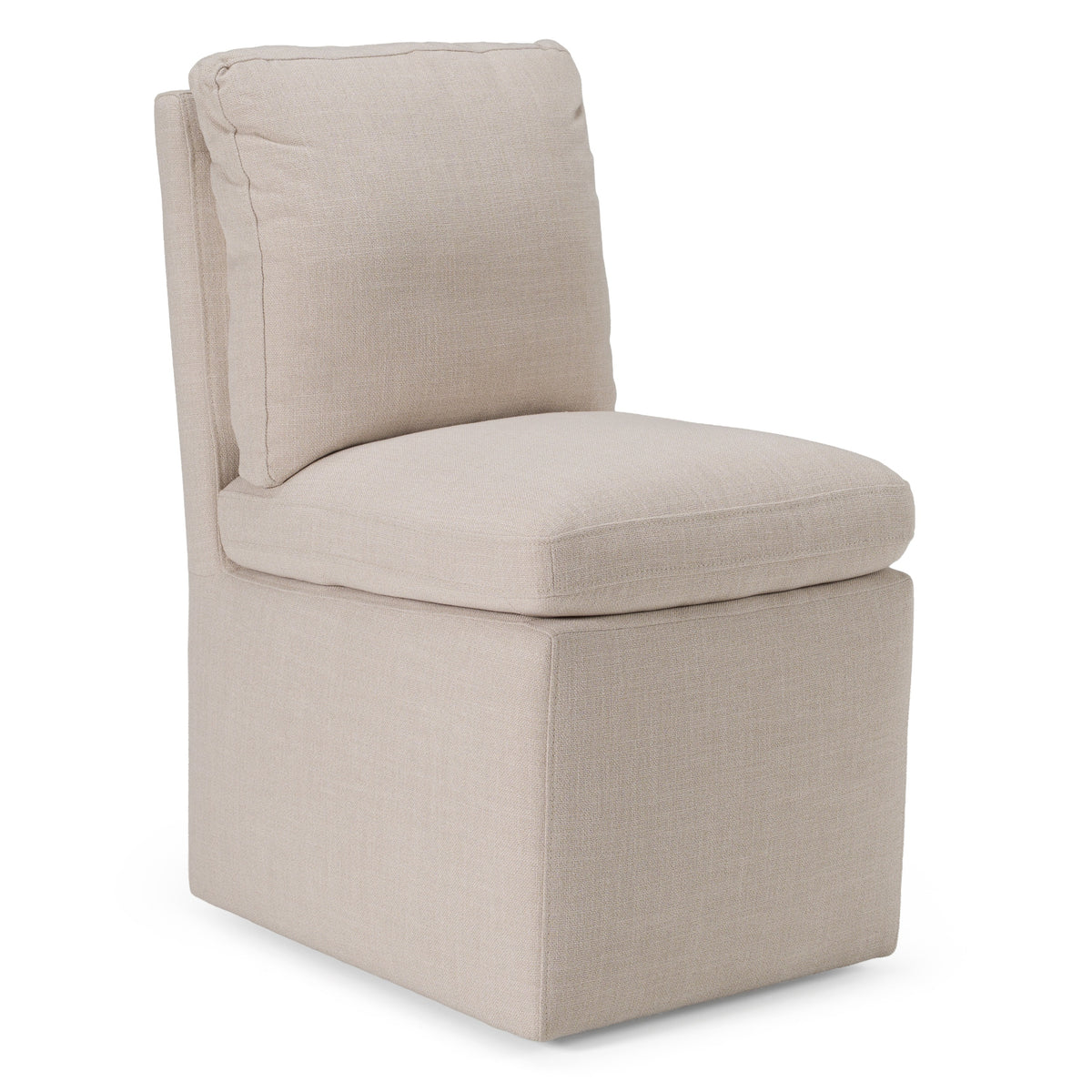 Adrian Modern Beige Fabric Dining Chair with Castor Wheels
