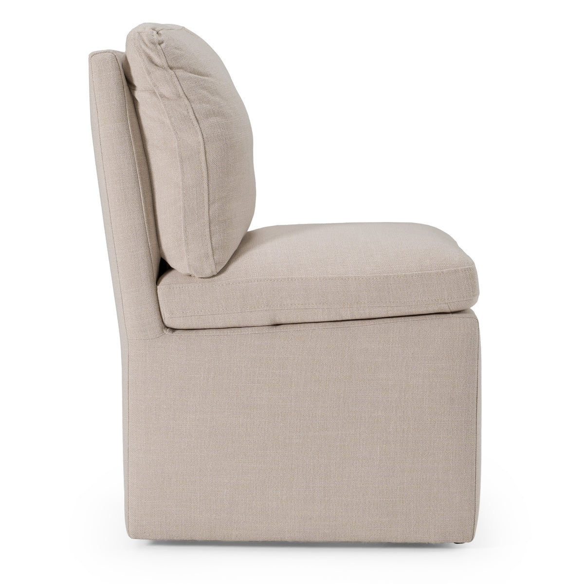 Adrian Modern Beige Fabric Dining Chair with Castor Wheels